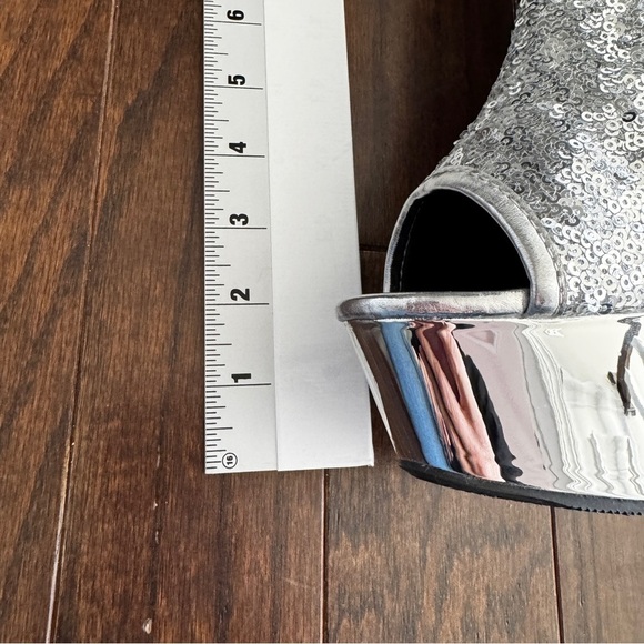 Pleaser Delight 1008 Silver Sequin Chrome Platform High Heel Ankle Boots - Picture 10 of 10